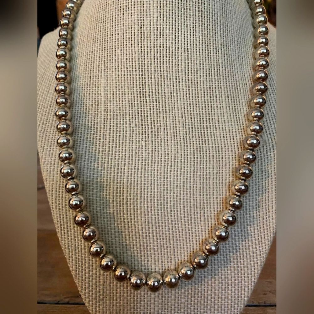Napier Silver Beaded Link Necklace, 20” Chain EUC